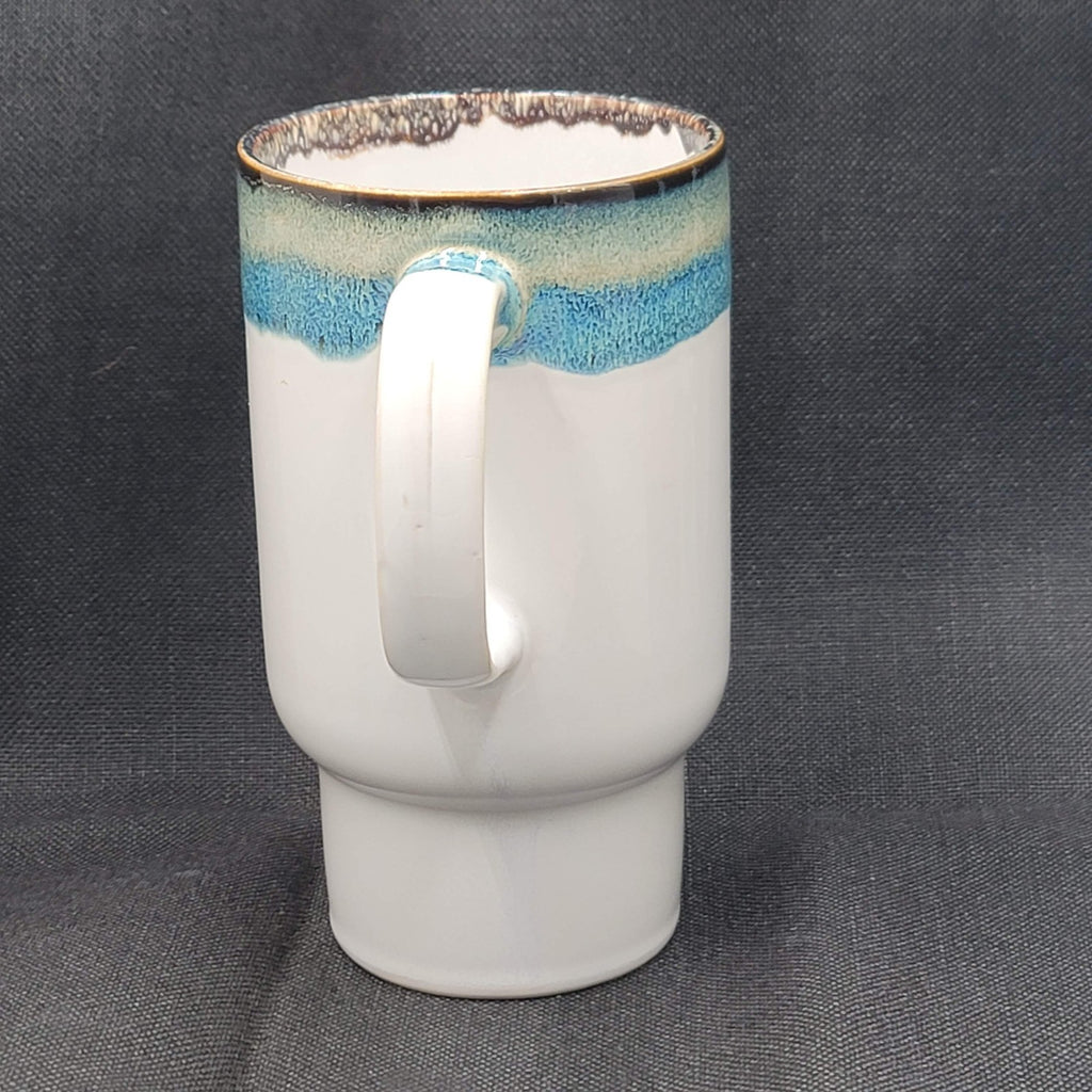 Leaf Bean Speckled Ceramic Coffee Mug Tall Blue Gray 20 ounces 6"