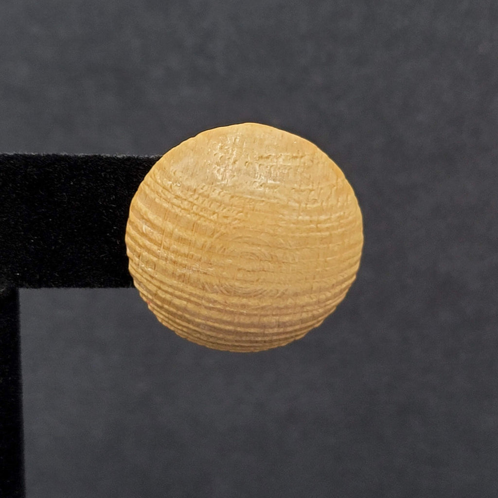 Vintage Pierced Earrings Round Domed Solid Wood Studs 1"