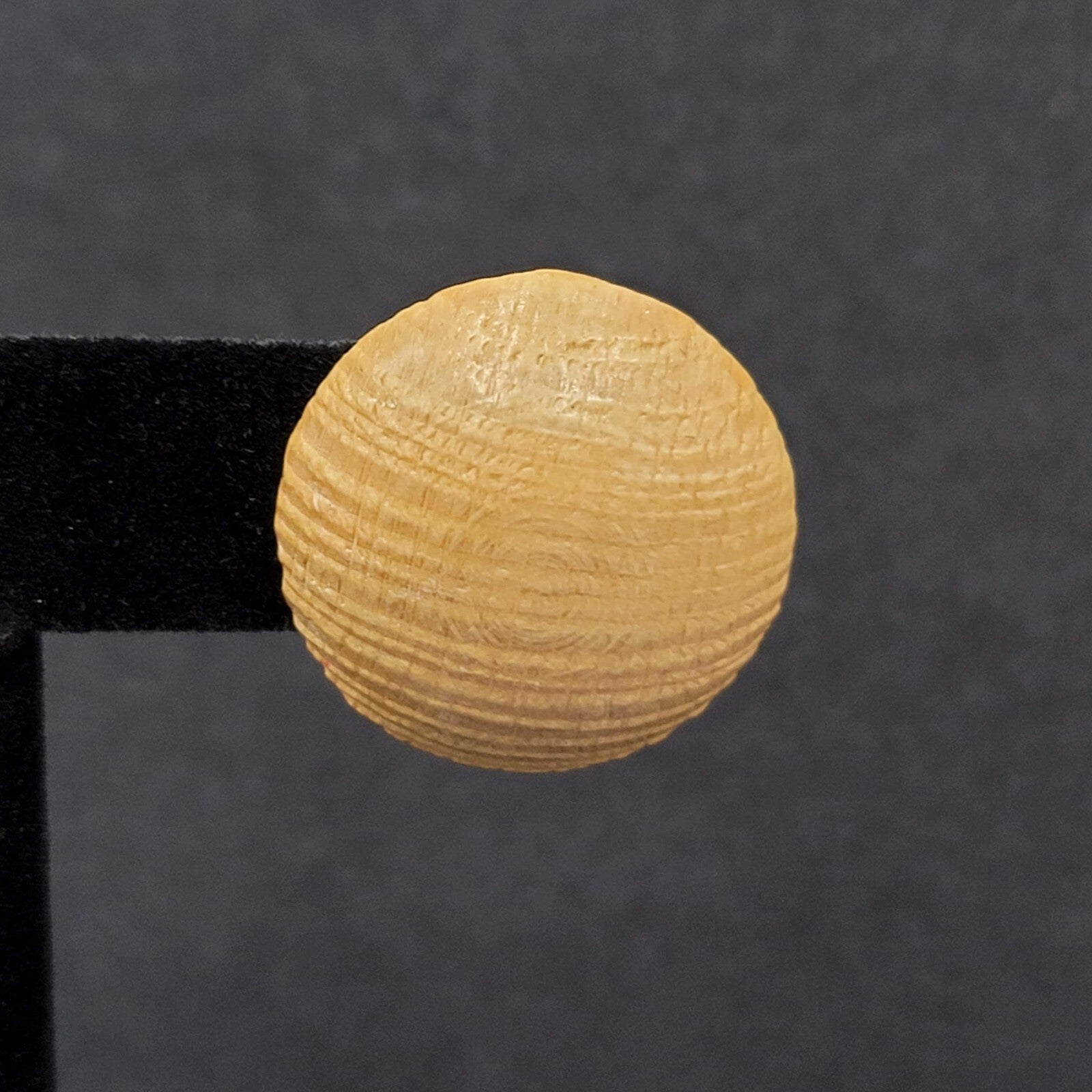 Vintage Pierced Earrings Round Domed Solid Wood Studs 1"