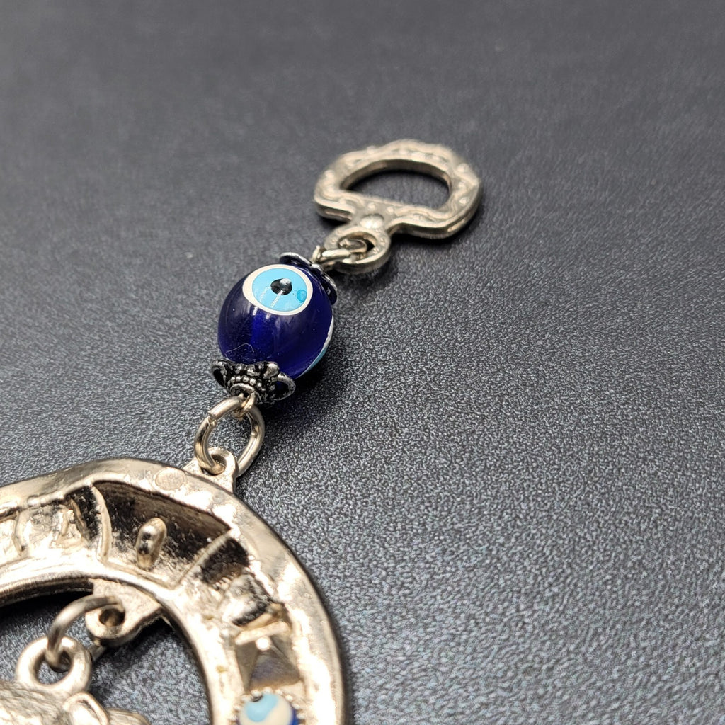 Horse Shoe Elephant Turkish Blue Evil Eye Amulet Car Charm Wall Hanging 7"