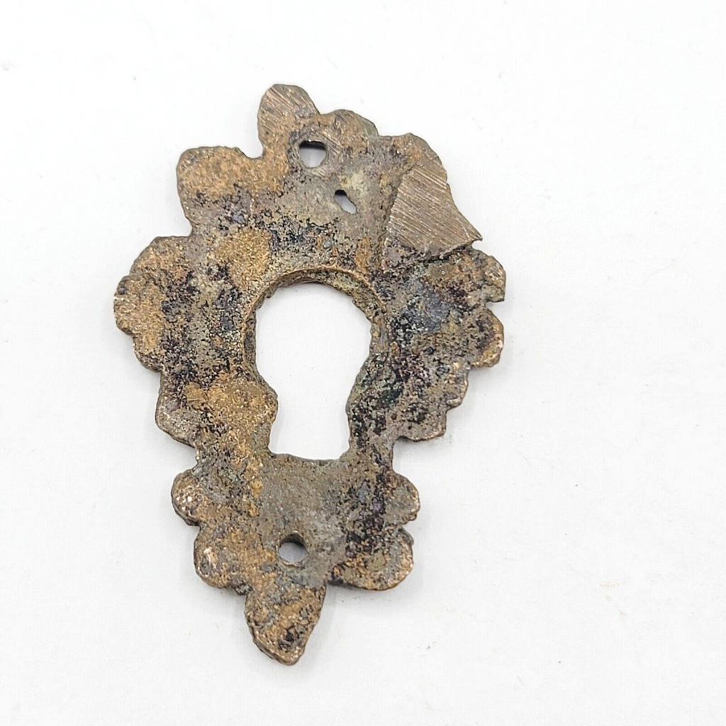 Vintage Ornate Brass Skeleton Keyhole Escutcheon 2" x 1.25" SINGLE ONLY