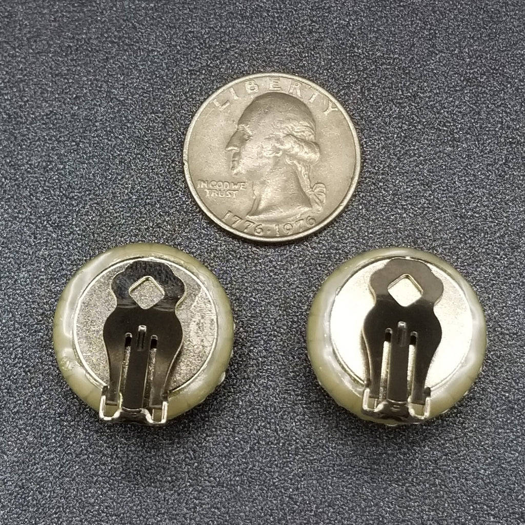 Clip on Earrings Blue Crystal Button Style Stud 7/8"