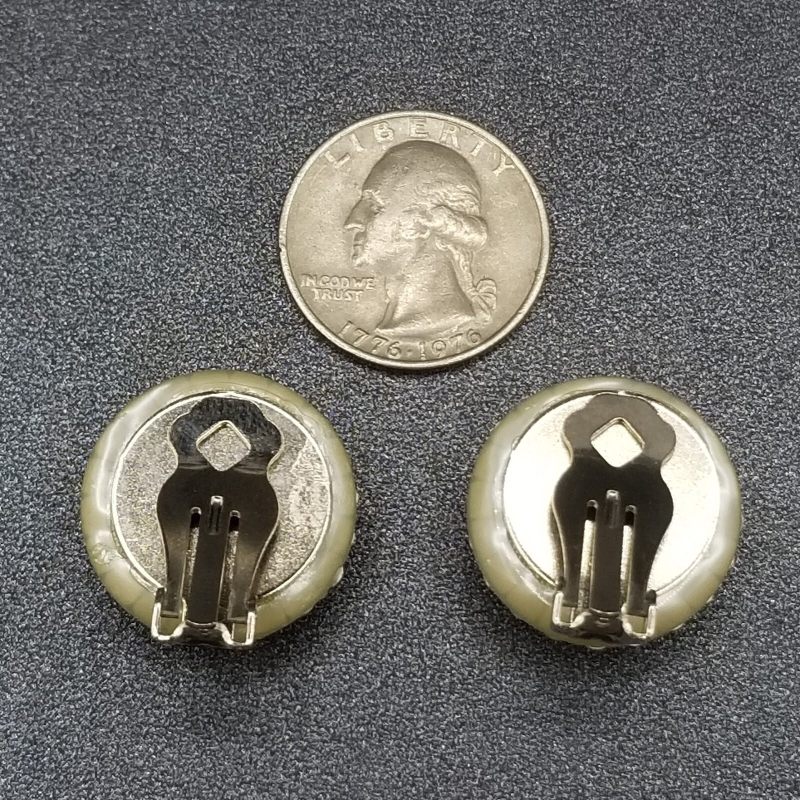 Clip on Earrings Blue Crystal Button Style Stud 7/8"