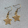 American Flag Pierced Earrings Bronze tone Stars Dangle 3/4"