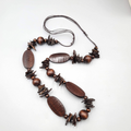 Wood Bead Necklace Possible Belt Adjustable Cord 36"- 40"
