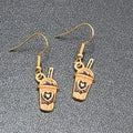 Smoothie Pierced Earrings Shake Coffee Gold tone Dangle Enamel 3/4"