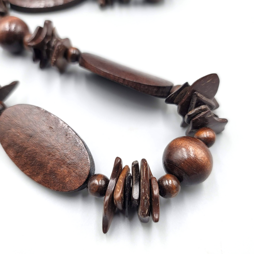 Wood Bead Necklace Possible Belt Adjustable Cord 36"- 40"