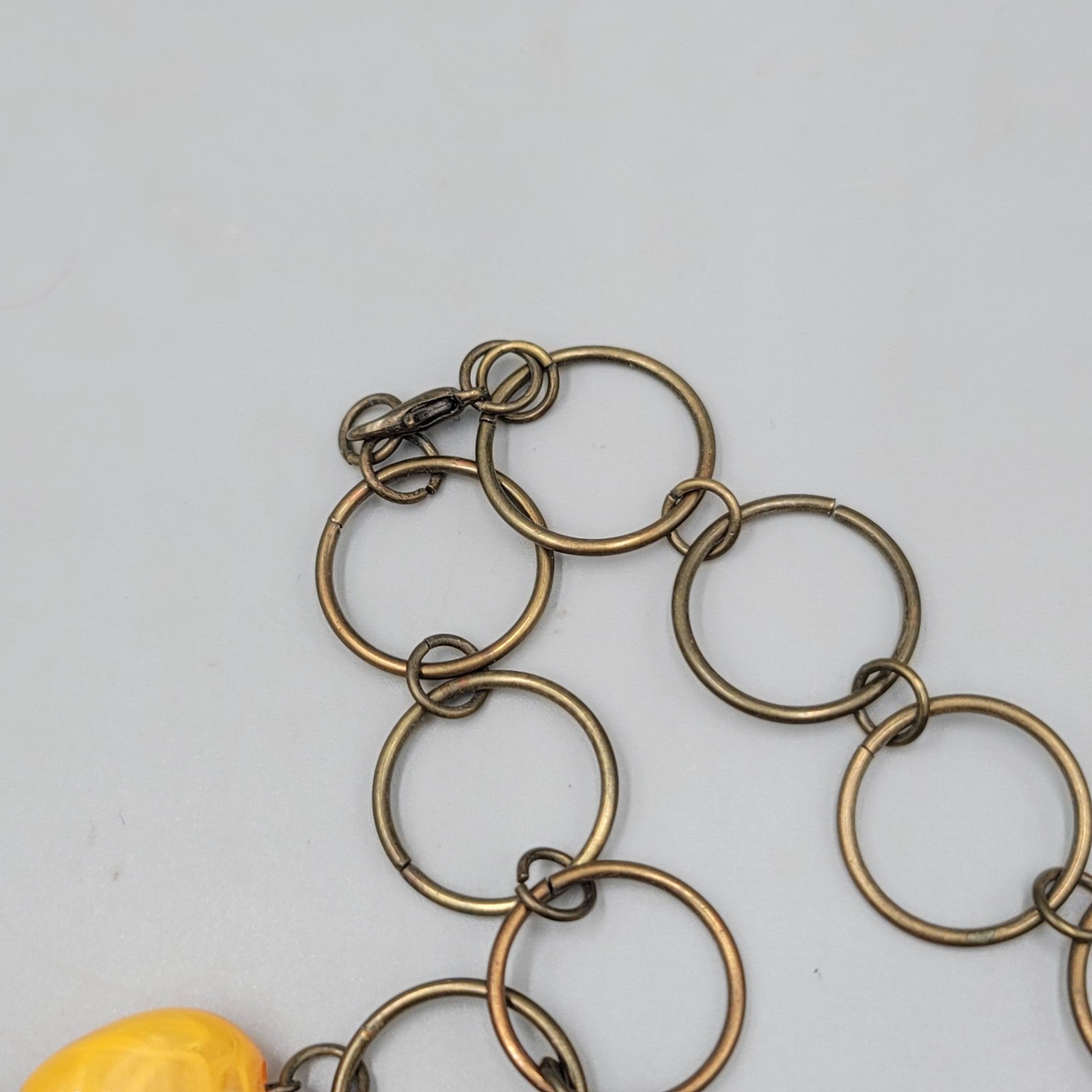 Autumn Fall Bead Necklace Bronze tone Circles Long 32 in