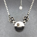 Silver tone Necklace Signed Unknown Brand Gray Black Glass Accents 17" - 19.5"