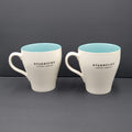 Starbucks 2007 Coffee Mug Lot of 2 Set White Sky Blue Interior 13 fl oz