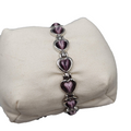 Purple Cats Eye Heart Bracelet Silver tone 7.25 in