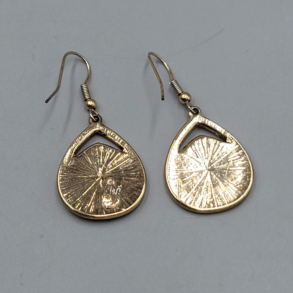 Boho Teardrop Pierced Earrings Gold tone Dangle Multicolor 1 1/8"