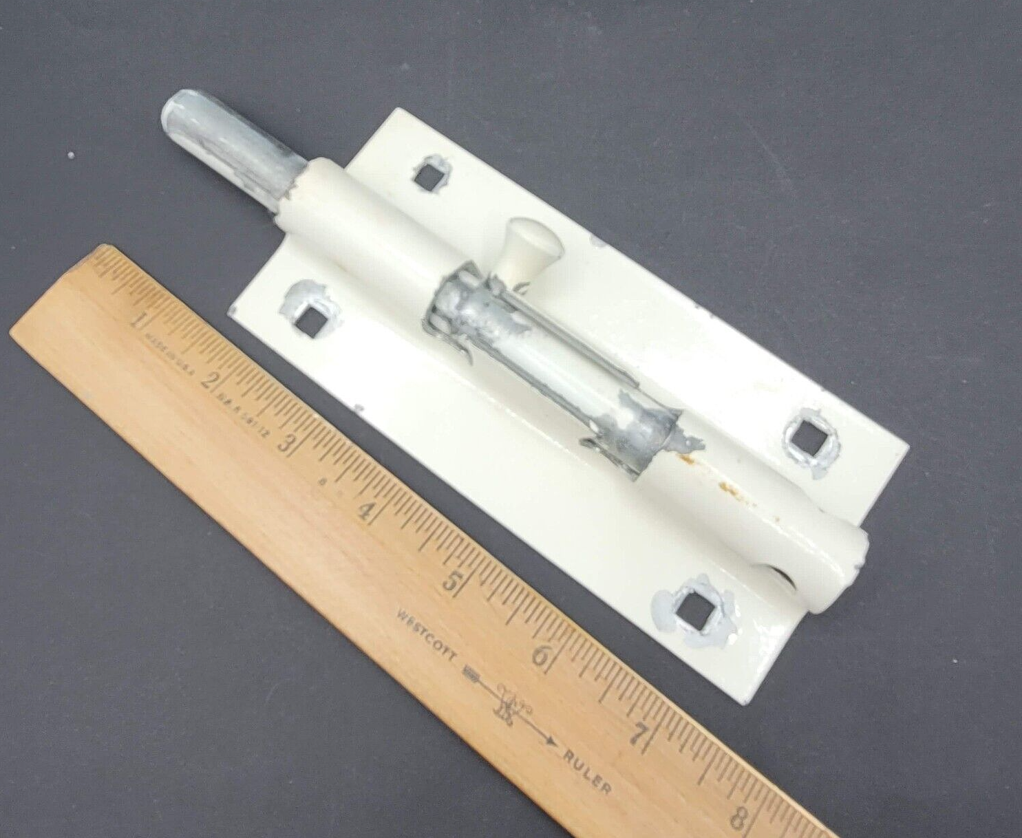 Antique Vintage Cast Iron Door Gate Slide Lock Latch Painted 6"