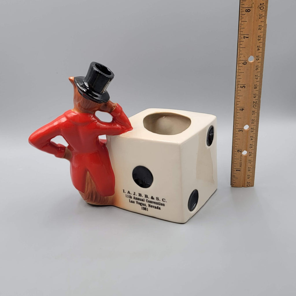 Vintage Jim Beam Fox Swizzle Stick Holder 1981 Dice Ceramic