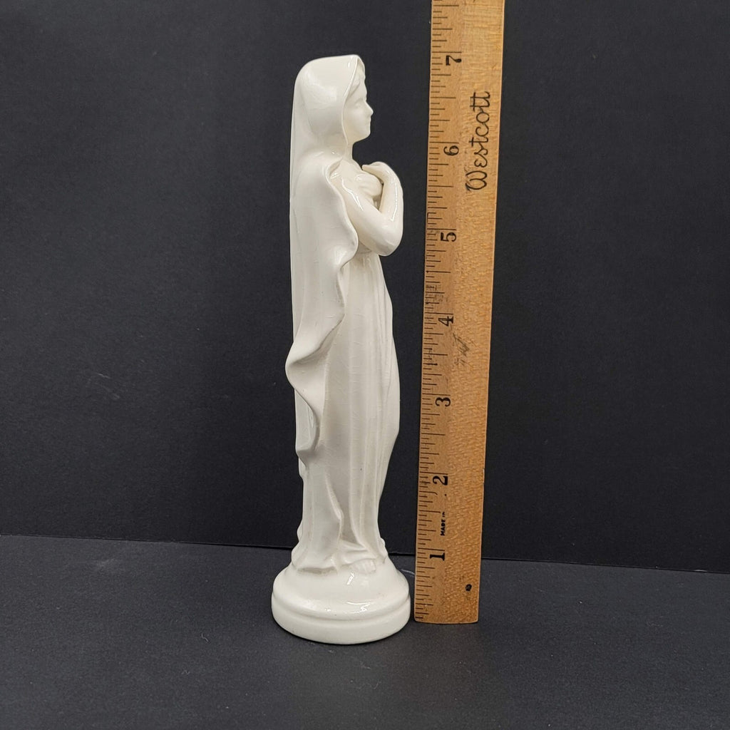 Vintage Ceramic Mother Mary Figurine White 7 in