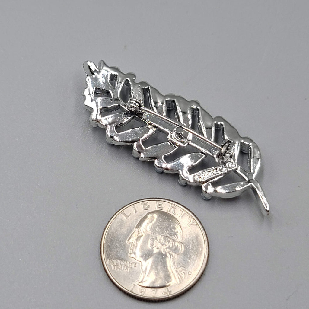 Vintage Gerrys Leaf Brooch Pin Blue Beads 2.25"