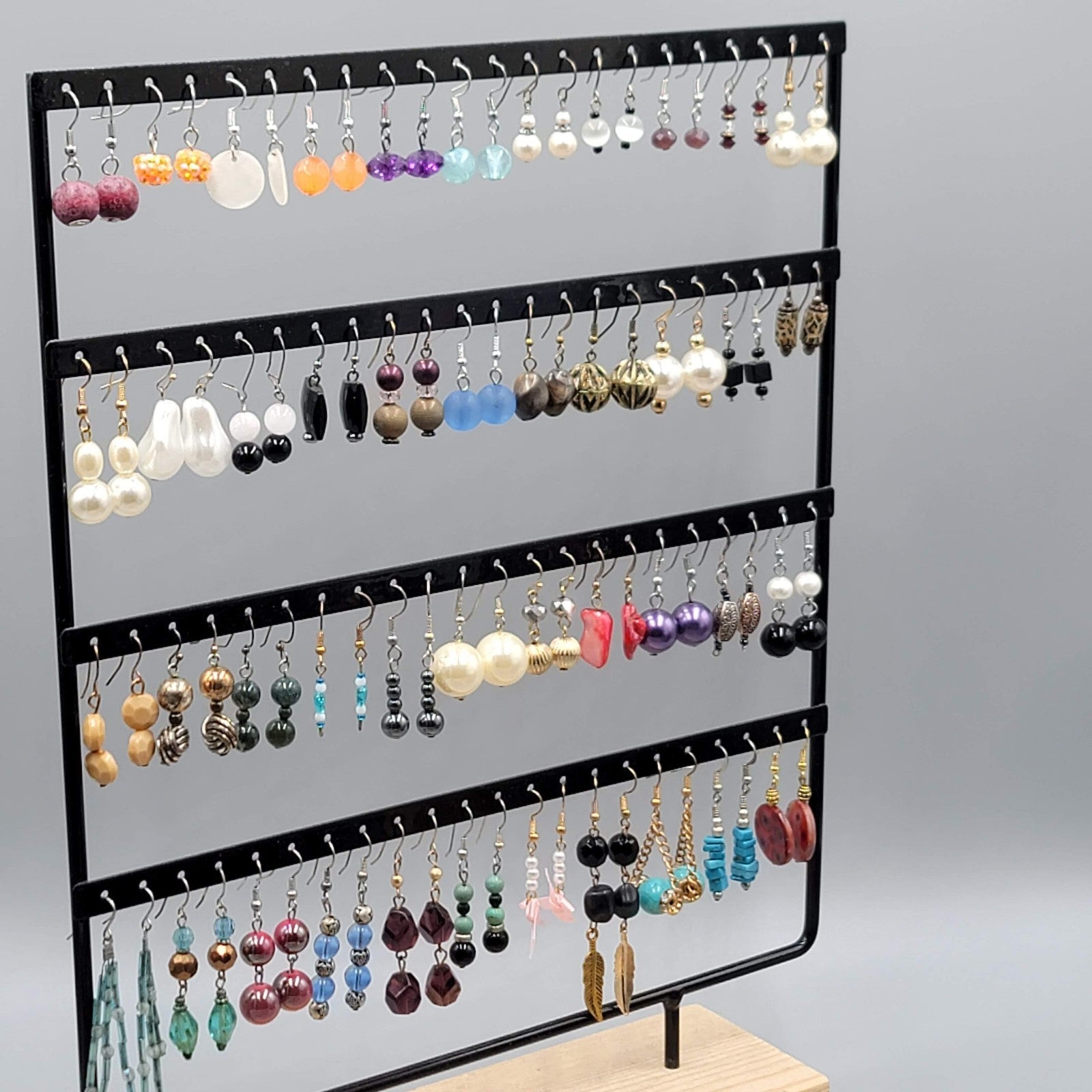 Lot of 44 Beaded Pierced Earrings Multi color ALL Dangle Hooks Bead Mixed