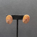 Vintage Pierced Earrings Brown Stone Oval Drop 1"