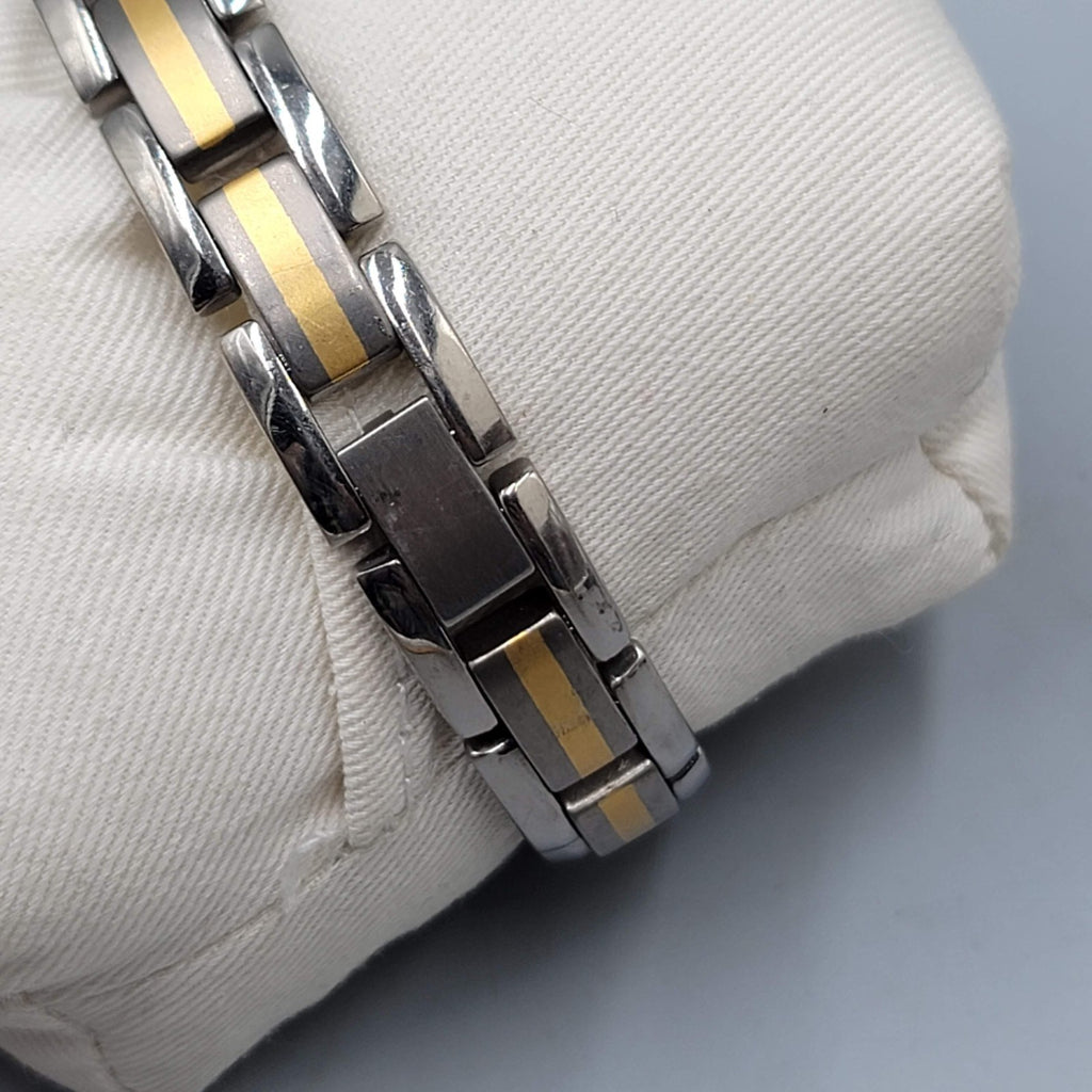 Mens Titanium Link Bracelet Two Toned Size 8.5