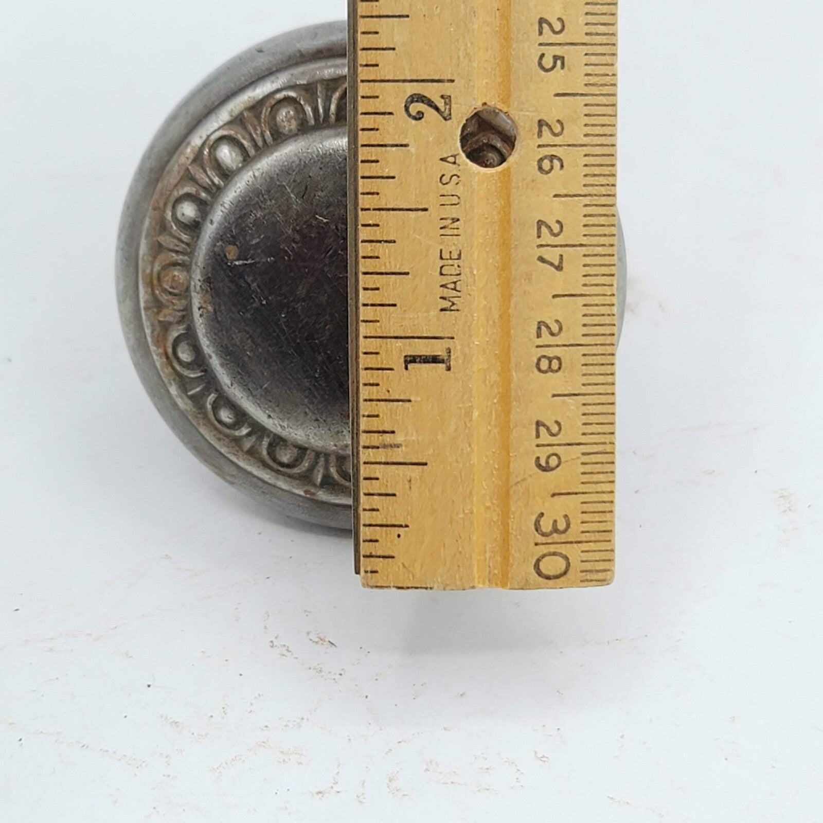 Single Vintage Steel Ornate Design Knob Reclaimed Salvage 2.25"