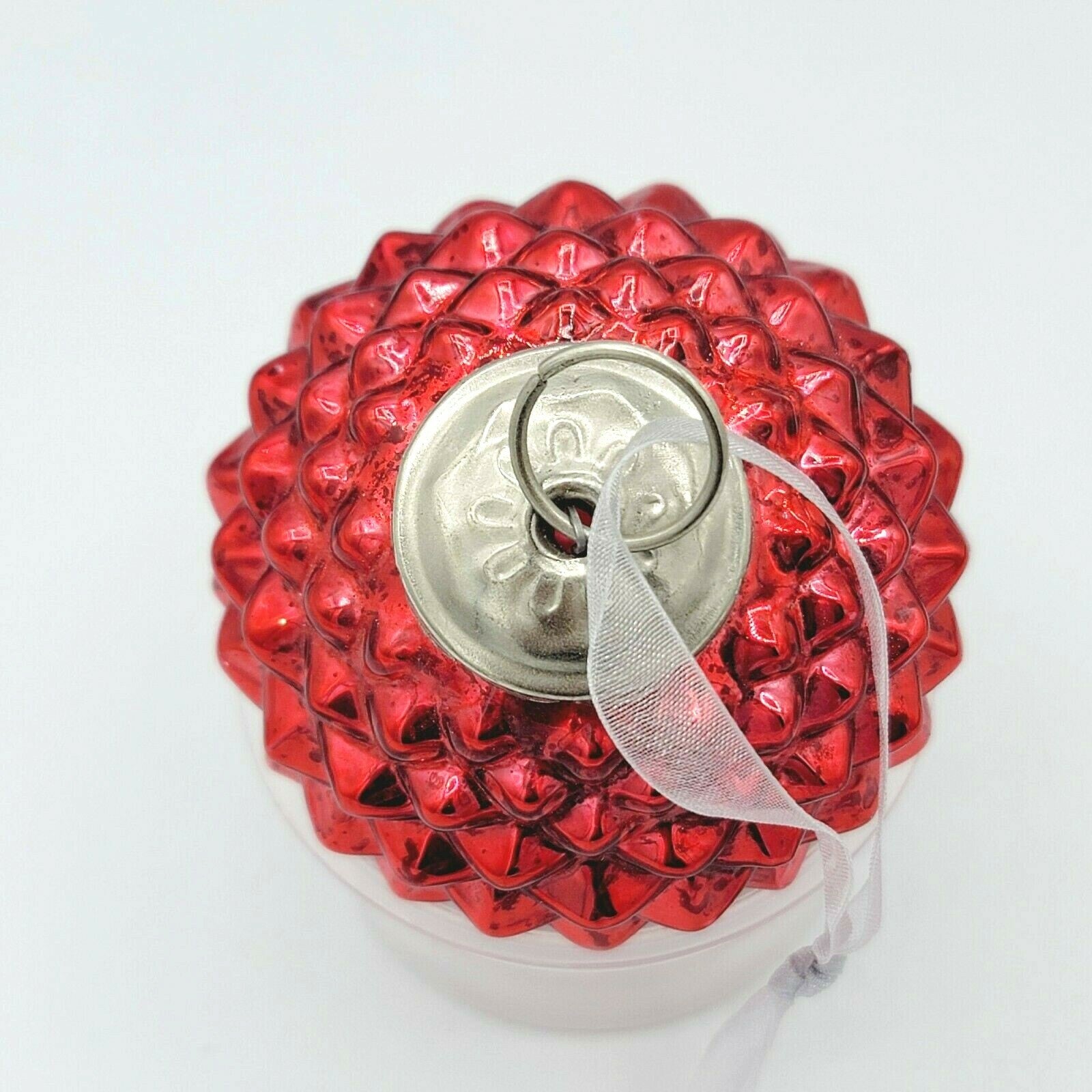 Vintage Kugel Style Red Textured Glass Christmas Ornament 3.5" x 2.75 Acorn