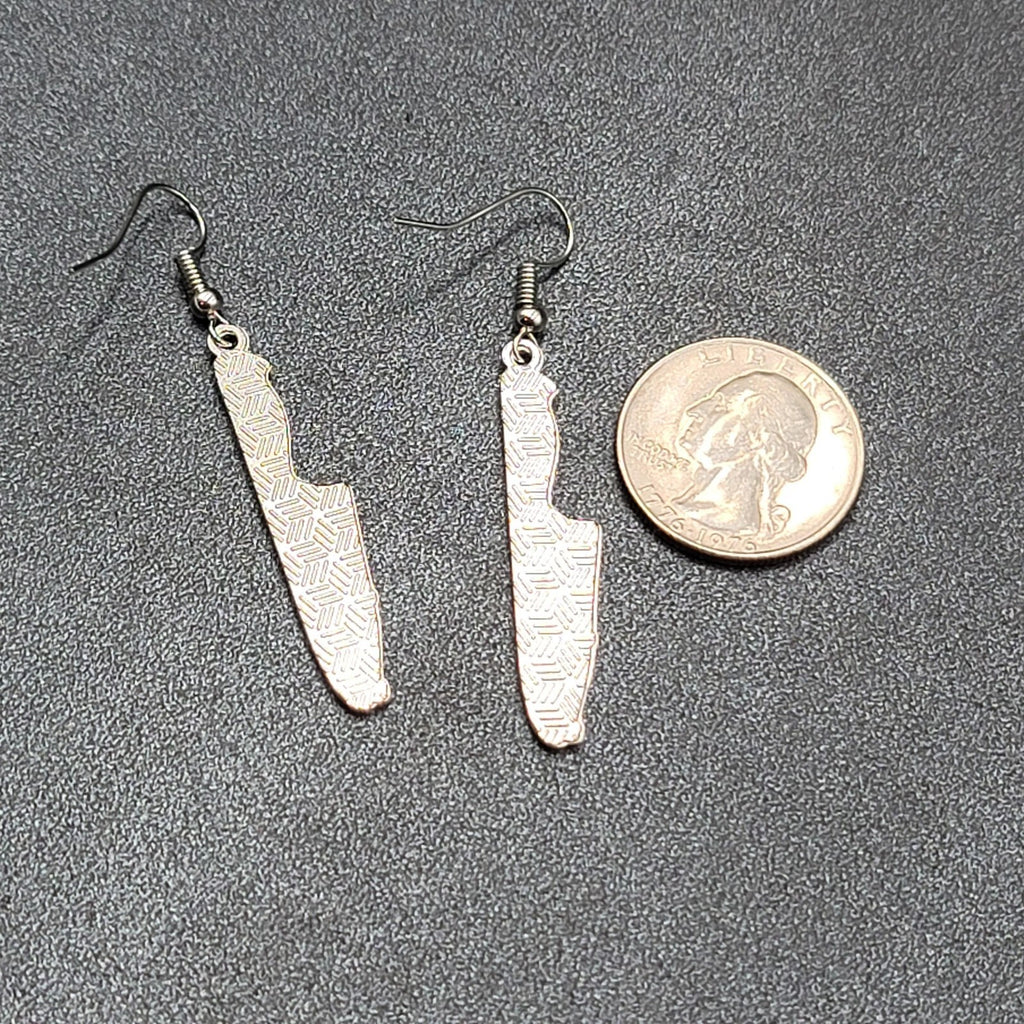Killing It Pierced Earrings Bloody Dagger Halloween Spooky Dangle 1.75"