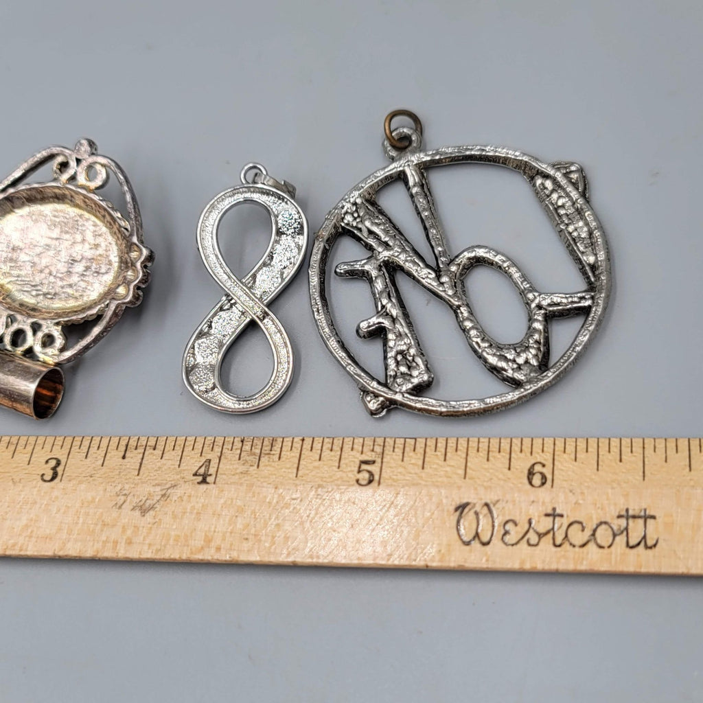 Lot of 4 Pendants Silver Tone Gemstone Tree Infinity Chakra LOVE Resin Large
