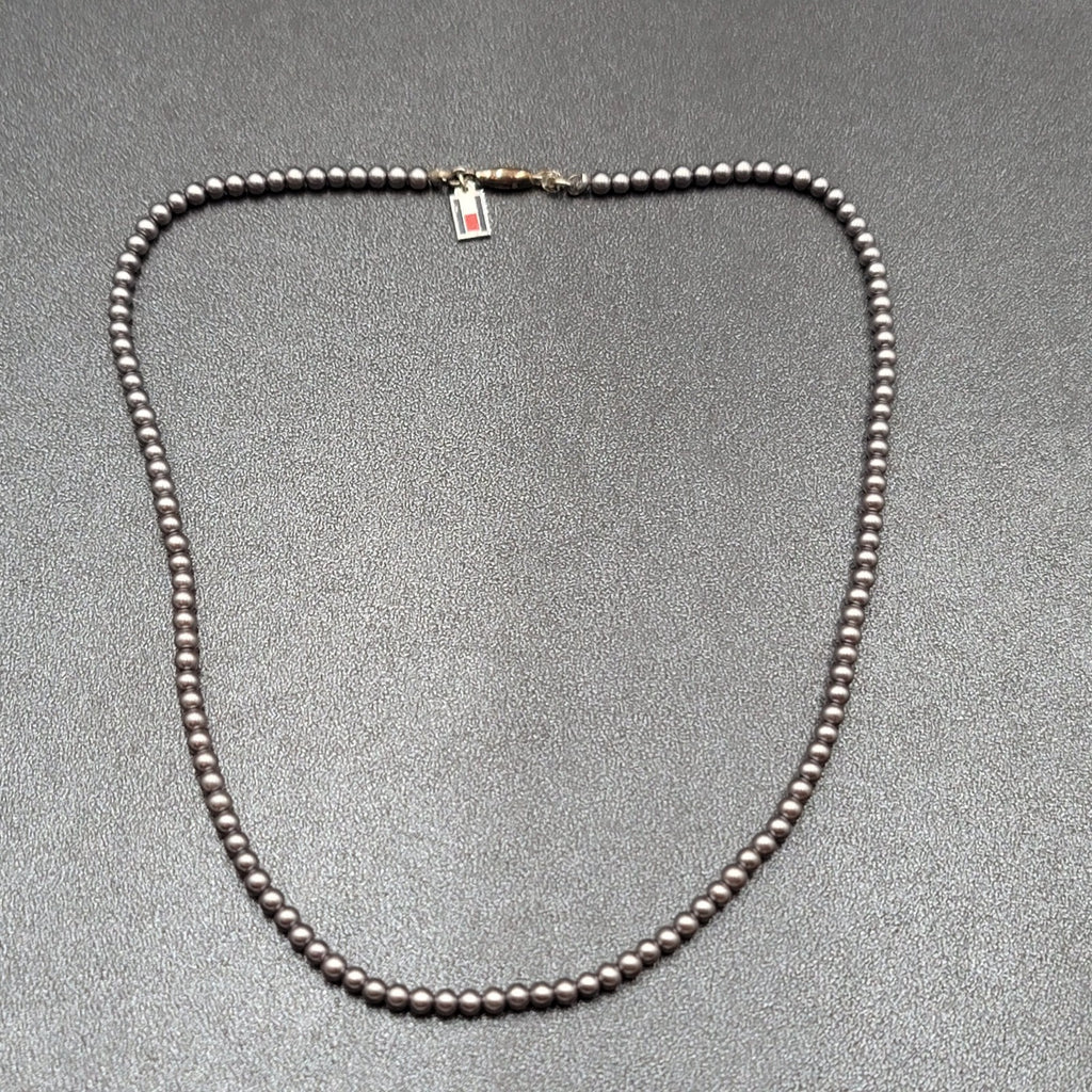Tommy Hilfiger Necklace Small Dainty Gray Bead Signed 16"