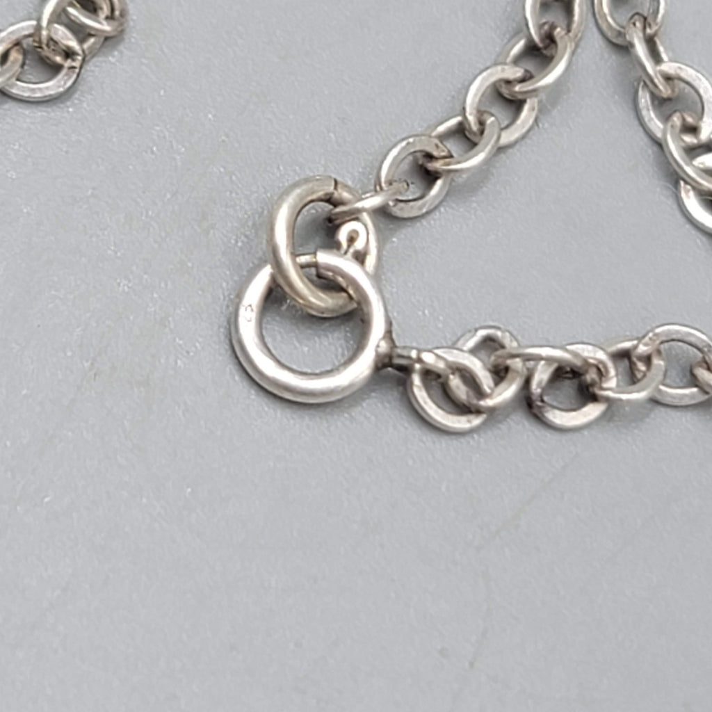 Sterling Silver Necklace Flower Embossed Puffy Heart Pendant Long Chain 30 in