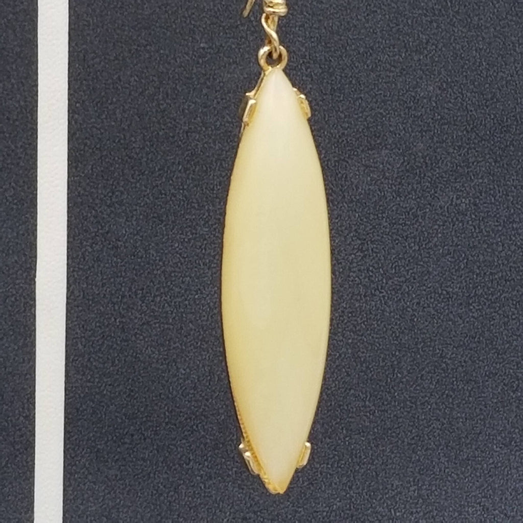 Pierced Earrings Gold tone Shimmer Acrylic Dangle 2.25"