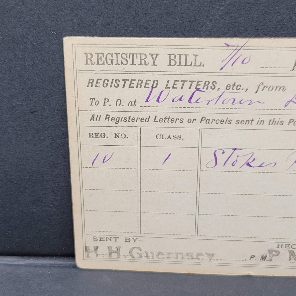 1883 U.S. Post Office Department Registry Bill Postal Card Altamont Dakota Brown