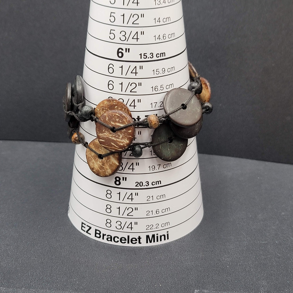 Carved Coconut Shell Beach Tropical Style Bracelet 7”