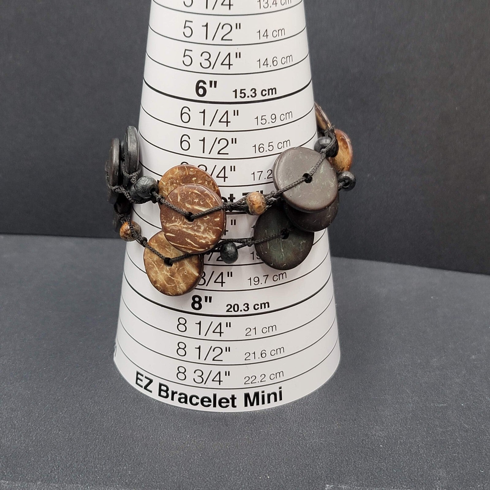 Carved Coconut Shell Beach Tropical Style Bracelet 7”