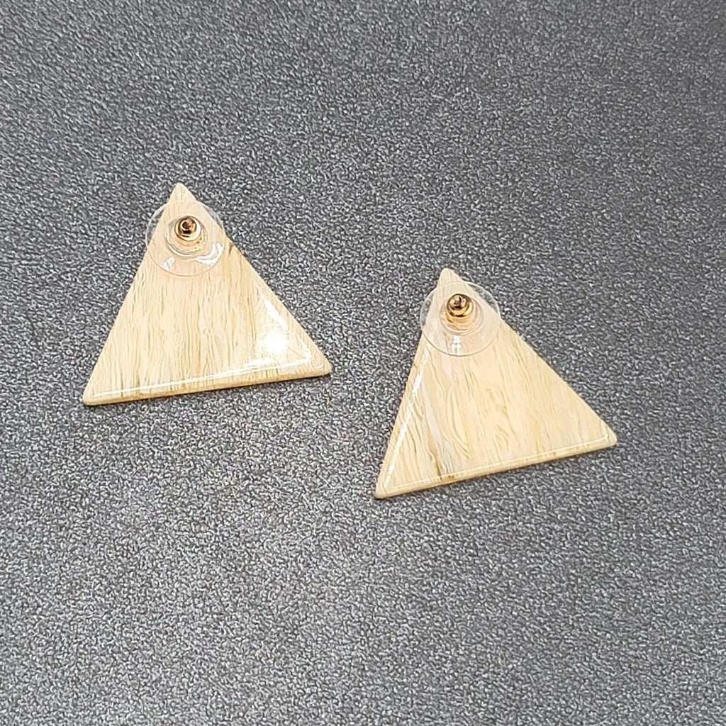 Vintage Pierced Earrings Resin Translucent Triangle Drop 1"