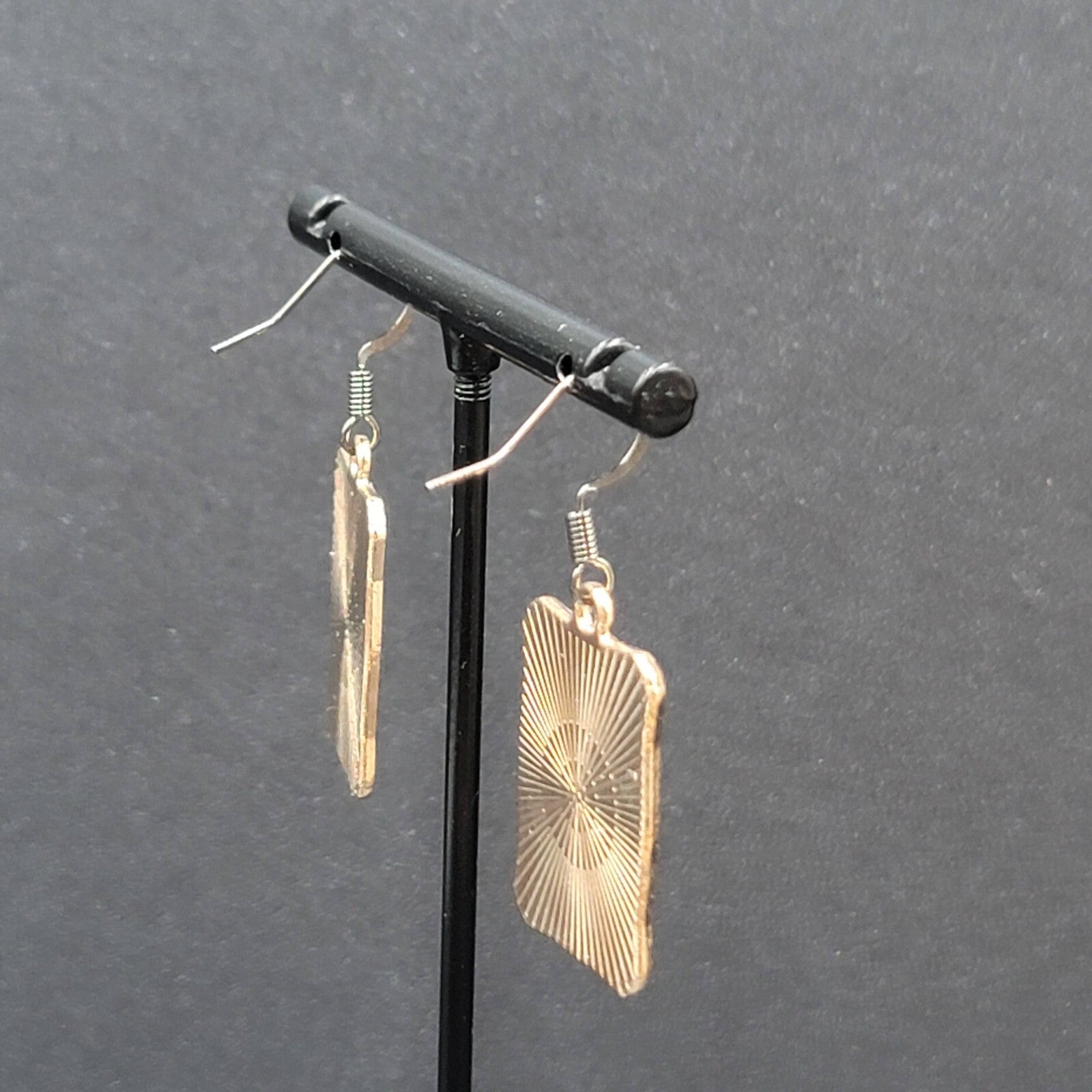 Tarot Card Pierced Earrings JUDGEMENT 3 Swords Gold tone Black 1"