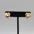 Vintage Goldette Heart Stud Clip on Earrings Gold Plated Rhinestone Center 1/2"