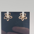 Wire Flower Stud Pierced Earrings Crystal Gold tone 1/2"