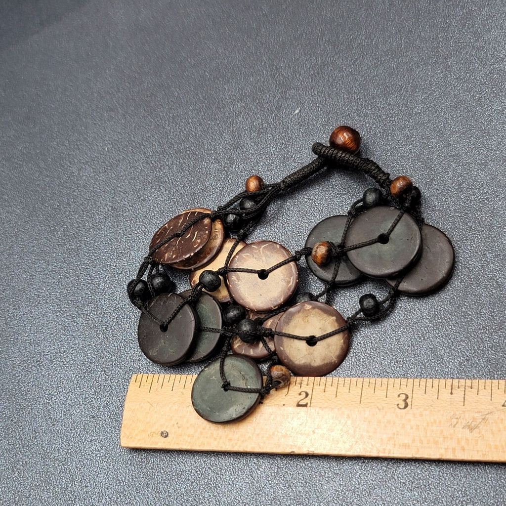 Carved Coconut Shell Beach Tropical Style Bracelet 7”