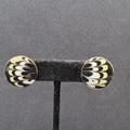 Vintage Pierced Earrings Hand Painted Ceramic Round Studs 7/8"