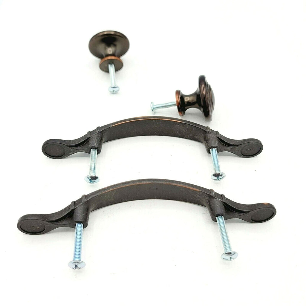 Dresser Pull Drawer Cabinet Door Handle Drop Knobs Bronze tone 3 in Lot of 4