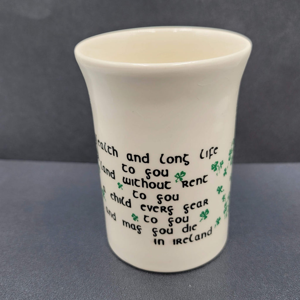 Vintage Carrigohoun Ireland Irish Wish Coffee Mug Tea Cup White Green Shamrocks