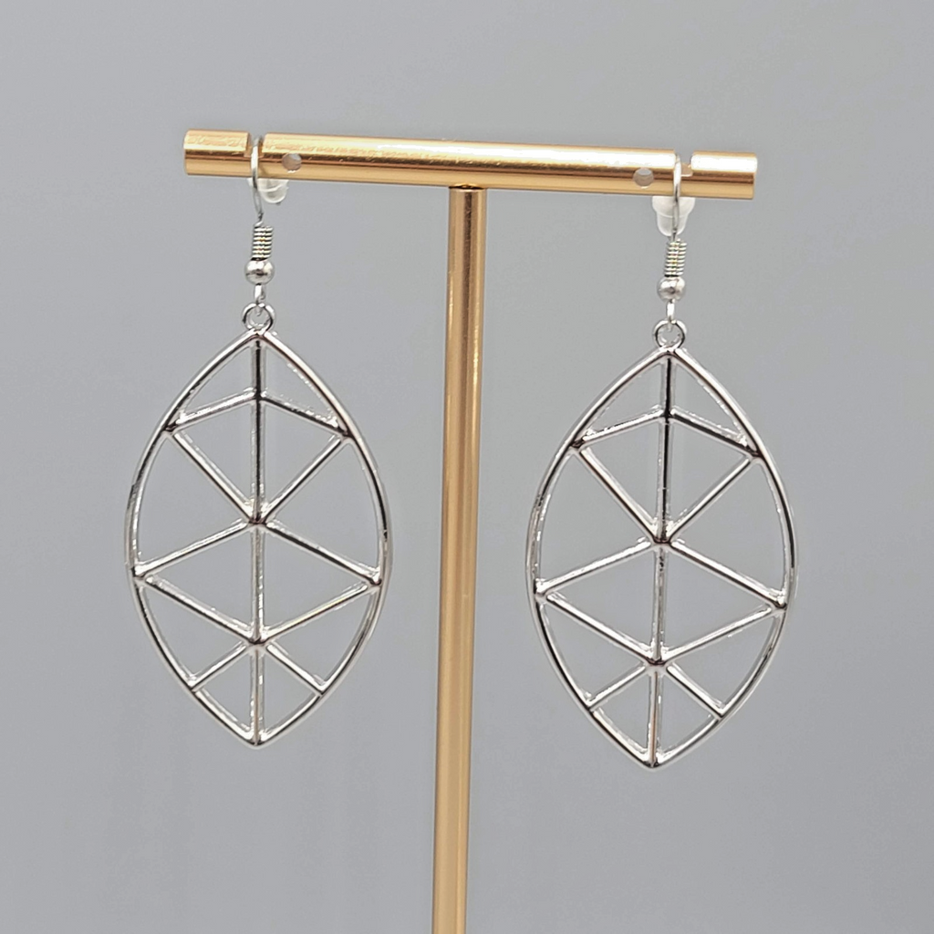 Geometric Open Work Pierced Earrings Silver tone Dangle