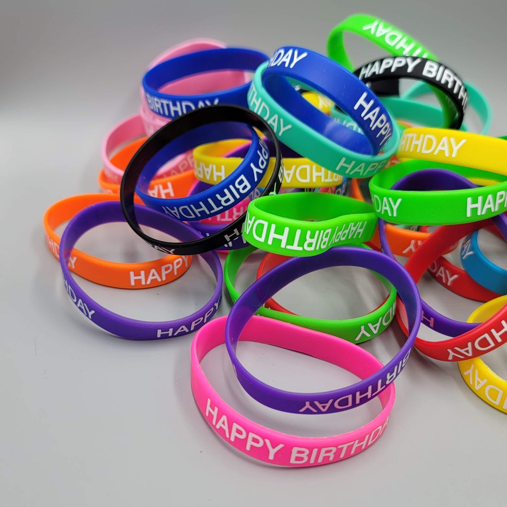 LOT of 40 Happy Birthday Wristbands Bright Colors