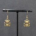 Teddy Bear Pierced Earrings Bronze tone Embossed Dangle New 3/4"