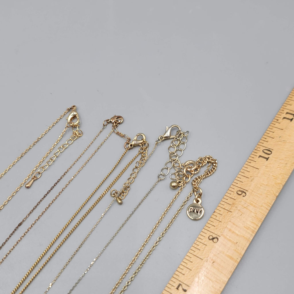 Necklace Lot of 4 Gold tone Petite Pendants Heart Snake Crystal