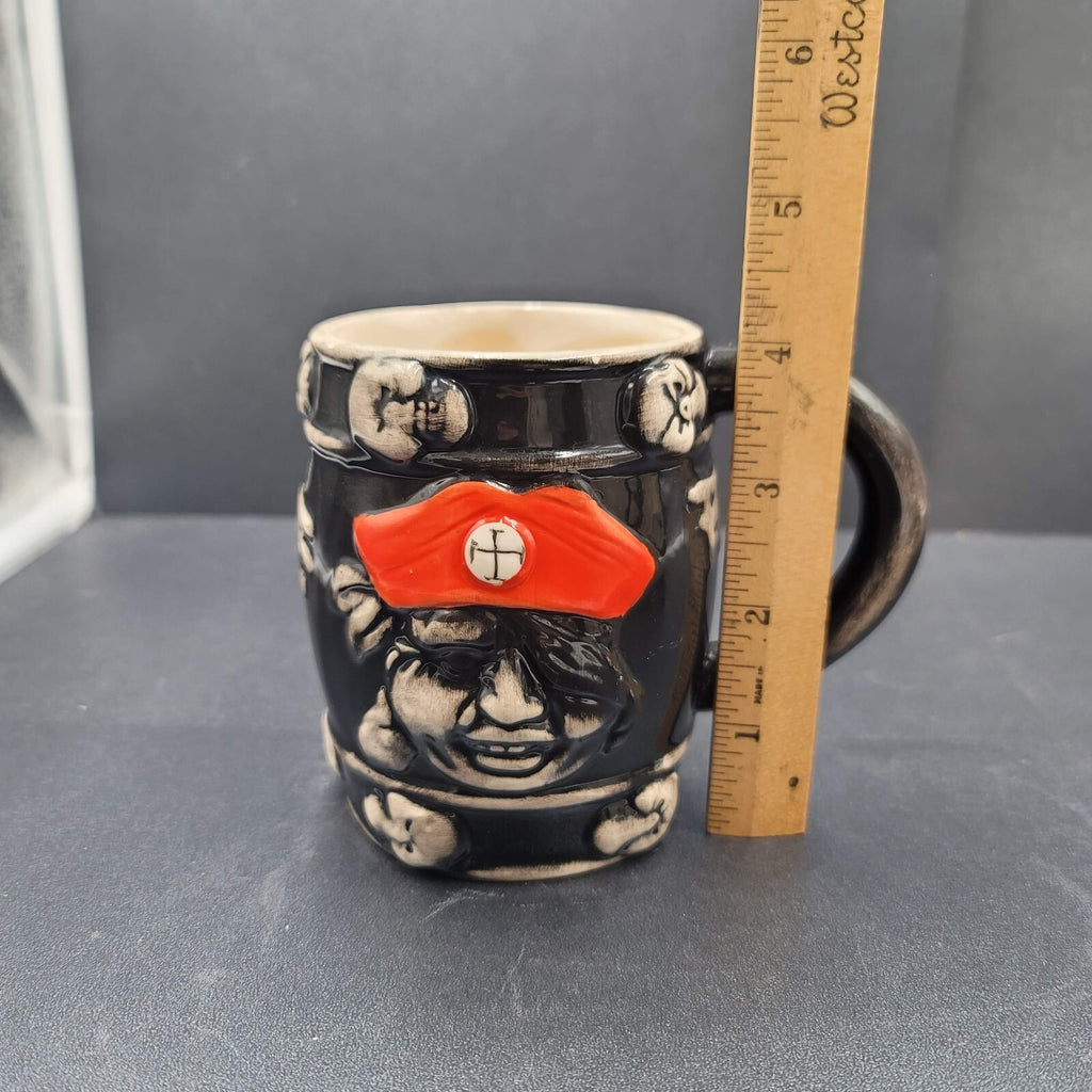 Vintage Pirate Ceramic Glazed Coffee Mug Hand Painted Unsigned Unique 4"