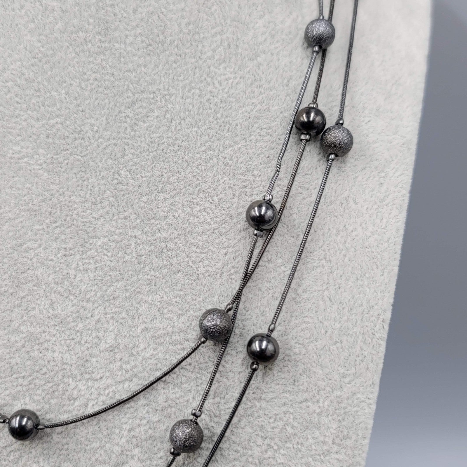 LONG 44 in Black Station Bead Chain Necklace