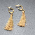 Pierced Earrings Gold Plate Hoops Thread Tassels 2.25"