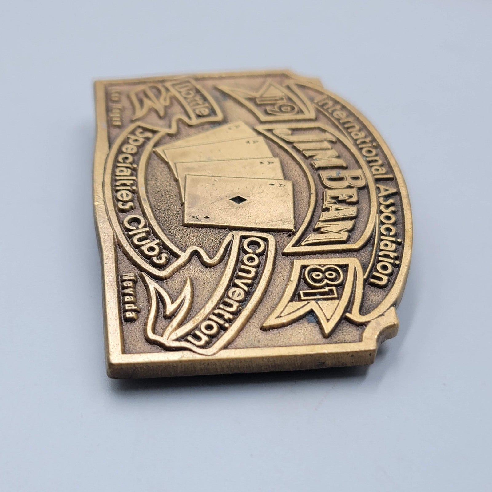 Vintage Jim Beam Belt Buckle 1981 Las Vegas Convention Bottle Specialties Cards