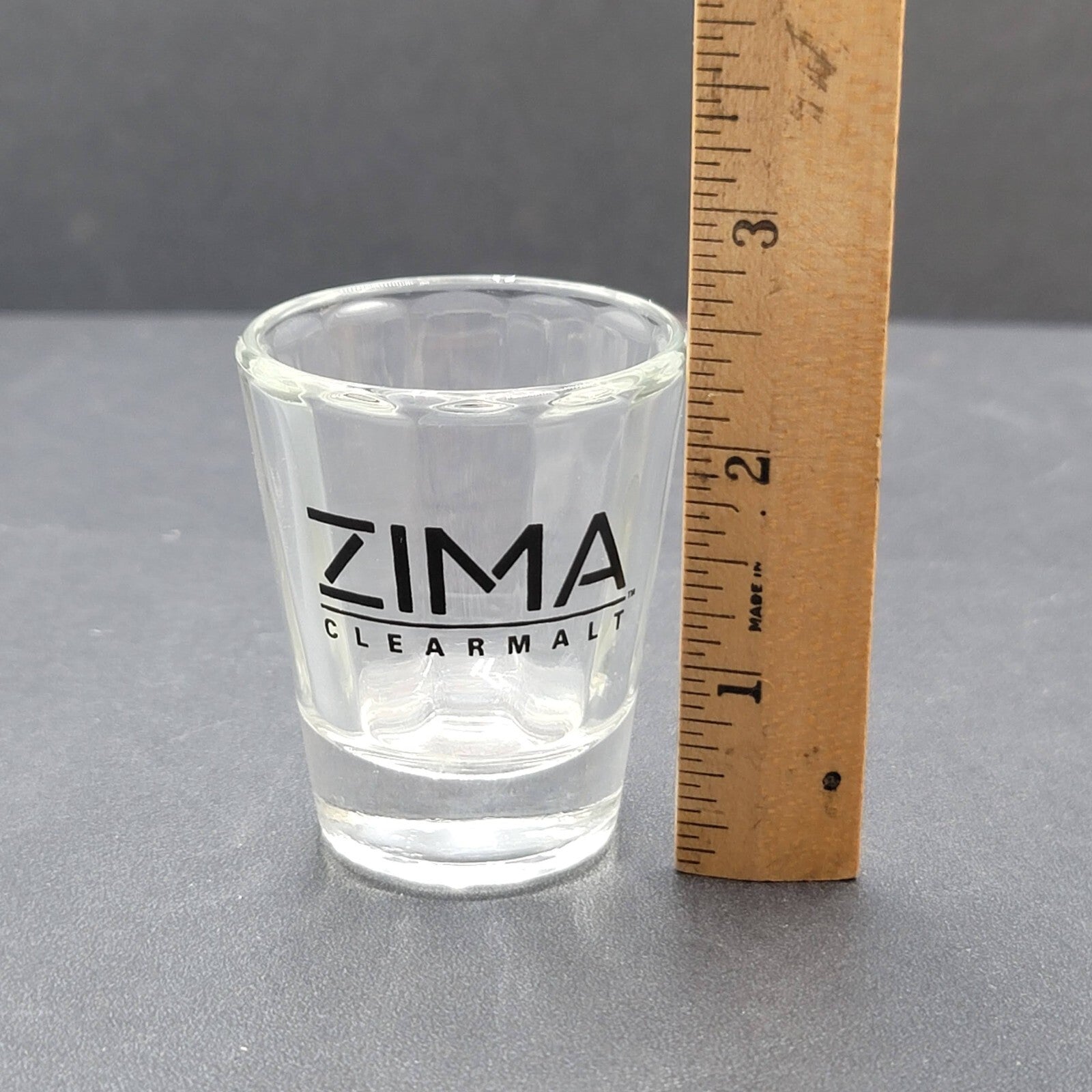 Vintage Zima Clear Malt Glass Shot Glass 2.25" Rare!
